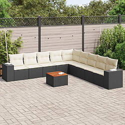 Maison Chic Salon de jardin 10 pcs avec coussins | Ensemble de Table et chaises | Mobilier d'Extérieur noir résine tressée -GKD90417