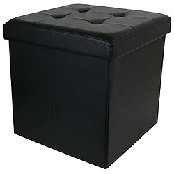 The Home Deco Factory Pouf coffre pliable PU assise capitonnée noir. Pouf coffre pliable PU assise capitonnée noir