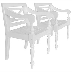 Decoshop26 Lot de 2 chaises de salle à manger cuisine blanc bois d'acajou massif design contemporain CDS020159 