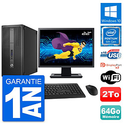 PC Tour HP 800 G2 Ecran 22" Intel G4400 RAM 64Go Disque Dur 2To Windows 10 Wifi - Occasion