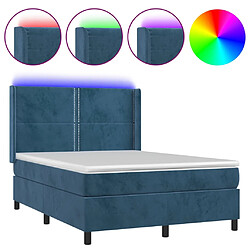 vidaXL Sommier à lattes de lit matelas et LED Bleu foncé 140x190 cm