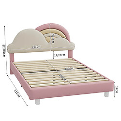 Avis ComfortXL Lit Pour Enfants Et Adultes Avec Une Tête De Lit Nuage Arc-en-ciel - Rose