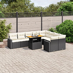 vidaXL Salon de jardin 10 pcs avec coussins noir résine tressée 