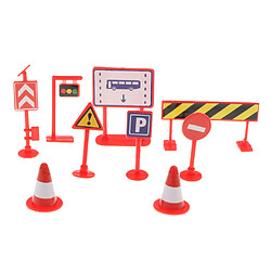 9pcs roadblock panneau de signalisation playset jouet connaissance du trafic routier apprentissage rouge pas cher