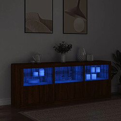 Avis Maison Chic Commode Buffet - Meuble de rangement avec lumières LED chêne marron 181,5x37x67 cm -GKD48201