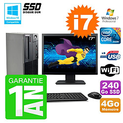 PC Lenovo M91p SFF Intel I7-2600 4Go Disque 240Go SSD Graveur Wifi W7 Ecran 17" · Occasion 