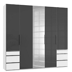 Inside 75 Armoire penderie LISEA 5 portes 6 tiroirs verre anthracite 250 x 236 cm HT 