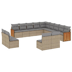 Maison Chic Salon de jardin avec coussins 13 pcs | Ensemble de Table et chaises | Mobilier d'Extérieur beige résine tressée -GKD63701