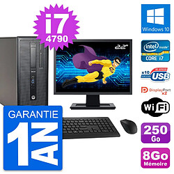 PC Tour HP 800 G1 Ecran 22" Intel i7-4790 RAM 8Go Disque 250Go Windows 10 Wifi · Occasion 