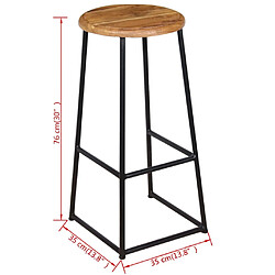 vidaXL Tabourets de bar lot de 2 bois de teck massif pas cher