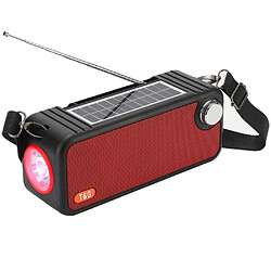 Yonis Enceinte Bluetooth Solaire Portable Extérieure Enceinte Bluetooth Solaire Portable Avec Radio FM Et Lampe Torche Pour Extérieur Rouge YONIS