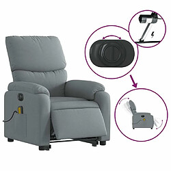 Maison Chic Fauteuil Relax pour salon, Fauteuil inclinable de massage électrique Gris clair Tissu -GKD61116 pas cher