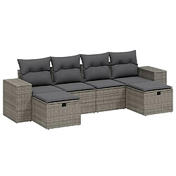 Maison Chic Ensemble Tables et chaises d'extérieur 6pcs avec coussins,Salon de jardin gris résine tressée -GKD478387