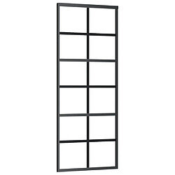 vidaXL Porte coulissante Verre ESG et aluminium 76x205 cm Noir