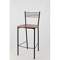 T M C S Tommychairs - Set 2 tabourets ELENA, structure en acier noir mat et assise en bois noix clair