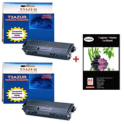 T3AZUR –Lot 2 Toner compatible Brother MFC8220 / MFC8240 + Pack 20 papiers photos A6 230gr 