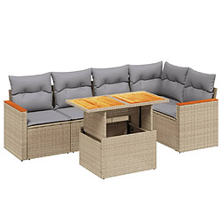 vidaXL Salon de jardin avec coussins 6 pcs beige résine tressée