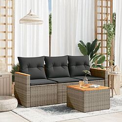 vidaXL Salon de jardin 4 pcs avec coussins gris résine tressée 