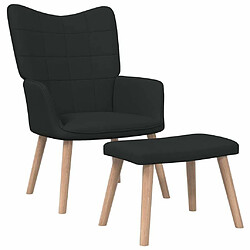 Maison Chic Chaise de relaxation | Fauteuil relax avec tabouret Noir Tissu -GKD42589