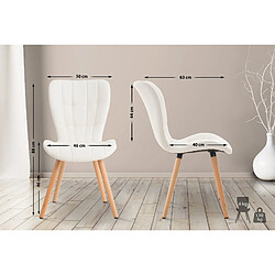 Decoshop26 Lot de 2 chaises de salle à manger dossier haut coutures décoratives assise en PVC blanc 10_0001645 pas cher