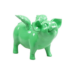 Stoobz Tirelire cochon avec ailes en résine 14 x 25 x 15 cm vert citron.