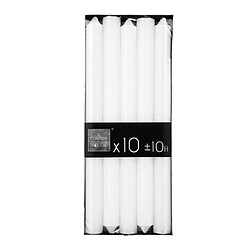 Lot de 10 Bougies Bâtons Basic 25cm Blanc