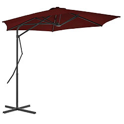 vidaXL Parasol de jardin avec mât en acier rouge bordeaux 300x230 cm 