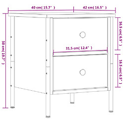 vidaXL Tables de chevet 2pcs chêne marron 40x42x50cm bois d'ingénierie pas cher