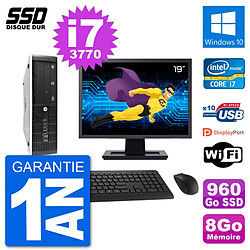 PC HP 8300 Elite SFF Ecran 19" Intel i7-3770 RAM 8Go SSD 960Go Windows 10 Wifi · Occasion 