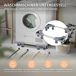 Ecd Germany ML-Design Base Réglable, Mobile pour Machine à Laver, avec 8 Pieds et 4 Roulettes, Largeur 43-66cm, Hauteur 10-13cm, Charge 350 kg, Socle Antidérapant, Support pour Lave-Ligne, Réfrigérateur, Séchoir