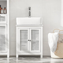 SoBuy BZR35-W Meuble sous-Lavabo Meuble sous-Vasque à 2 étages et 2 Portes Meuble de Rangement Placard de Rangement 