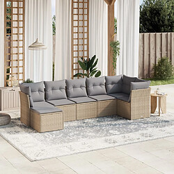 vidaXL Salon de jardin avec coussins 7pcs mélange beige résine tressée 