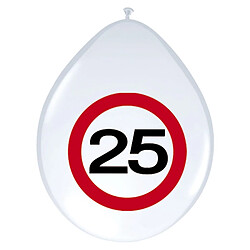 Folat Ballons Panneau de Signalisation 25 Ans-8 pièces, 05374, Blanc, Costumes 