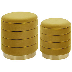 Beliani Set de 2 poufs en velours jaune moutarde avec rangement GARLAND