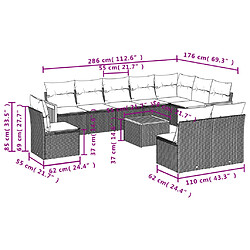 Avis vidaXL Salon de jardin 11 pcs avec coussins gris résine tressée