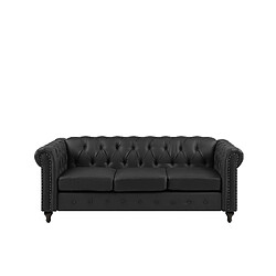 Beliani Canapé 3 places en cuir PU noir CHESTERFIELD