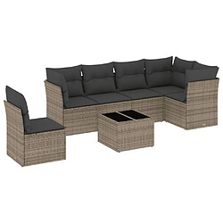 vidaXL Salon de jardin avec coussins 7 pcs gris résine tressée