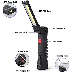 BESTA Lampe de Travail LED Lampe Torche Baladeuse LED Lampe Atelier LED Rechargeable Lampe d'Inspection Lampe de Poche Base Magnétique 5 Modes pour Lampe Garage, Camping, d'urgence Petit,2 Pièces