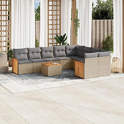 Maison Chic Salon de jardin avec coussins 10 pcs | Ensemble de Table et chaises | Mobilier d'Extérieur beige résine tressée -GKD59073