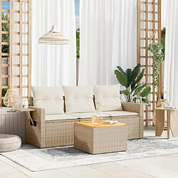 Maison Chic Salon de jardin avec coussins 4 pcs | Ensemble de Table et chaises | Mobilier d'Extérieur beige résine tressée -GKD56963