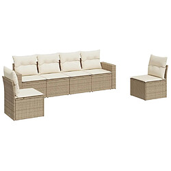 vidaXL Salon de jardin avec coussins 6 pcs beige résine tressée