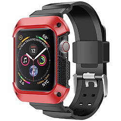 Wewoo Bracelet de galvanoplastie intégré universel pour Apple Watch 5/4 générations 44 mm rouge + noir