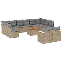 Maison Chic Salon de jardin avec coussins 13 pcs | Ensemble de Table et chaises | Mobilier d'Extérieur beige résine tressée -GKD72810