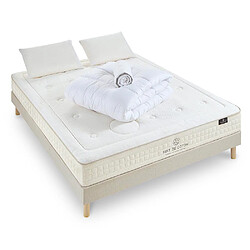 NUIT DE COTON Pack Prélude 2.0 Pack Prêt à dormir PRELUDE 2.0 140x200 cm | Matelas Latex + Sommier + Accessoires