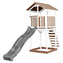 AXI Beach Tower Aire de Jeux avec Toboggan en gris & Bac à Sable | Grande Maison enfant extérieur en marron & BLANC | Cabane de Jeu en Bois FSC