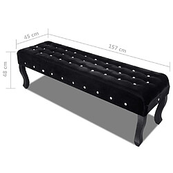 Avis vidaXL Banc noir tissu velours avec boutons en cristal