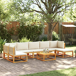 vidaXL Salon de jardin avec coussins 8 pcs bois massif d'acacia