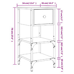 vidaXL Tables de chevet 2 pcs chêne marron 34x36x70 cm bois ingénierie pas cher