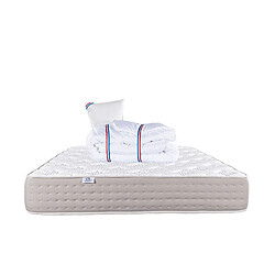 LUXURY LITERIE Matelas 90x190 cm, Dreamlux, 26 cm , ressorts ensachés, mousse haute densité, indépendance du couchage, face été/hiver + Oreiller + Couette 