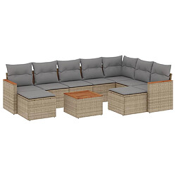 vidaXL Salon de jardin et coussins 10 pcs mélange beige résine tressée